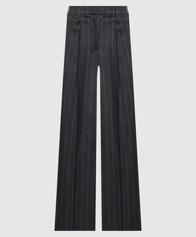 Gray striped wool pants