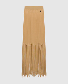 Balmain Beige skirt with fringe GF0LC233KJ63