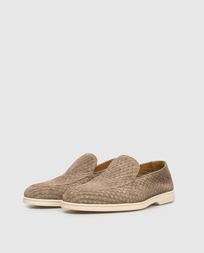 Doucal's Sauvage brown suede loafers with weave DU3416NWMAUY261
