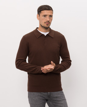 Trussardi Brown wool polo shirt with pattern M0148000112NMK646K36