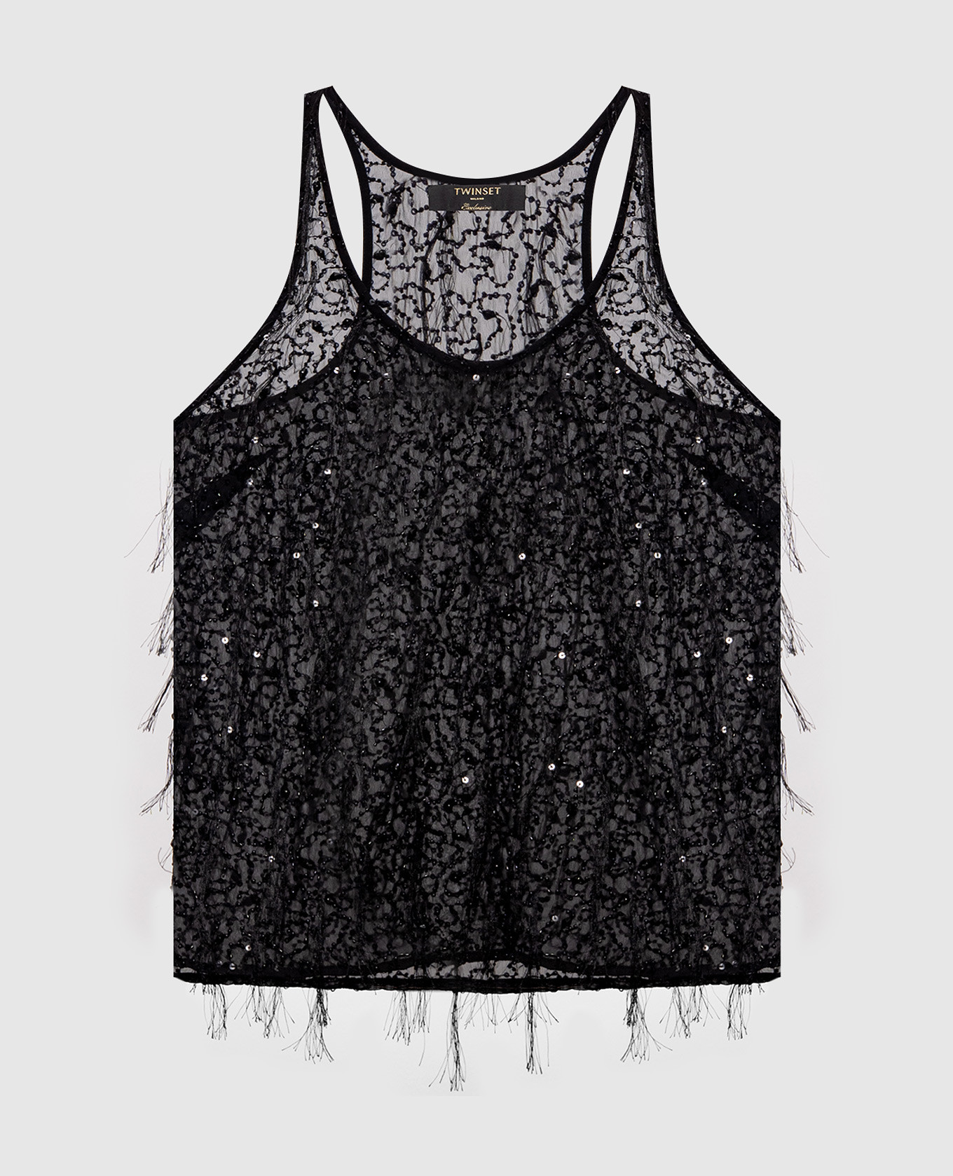 Top nero con perline