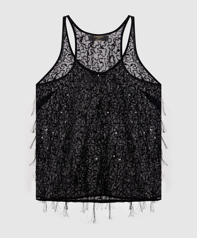 Black top with beads