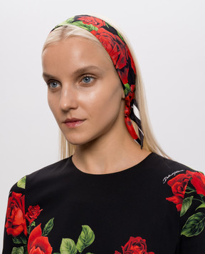 Dolce&Gabbana Black printed silk twill ribbon FS215AGDDW2
