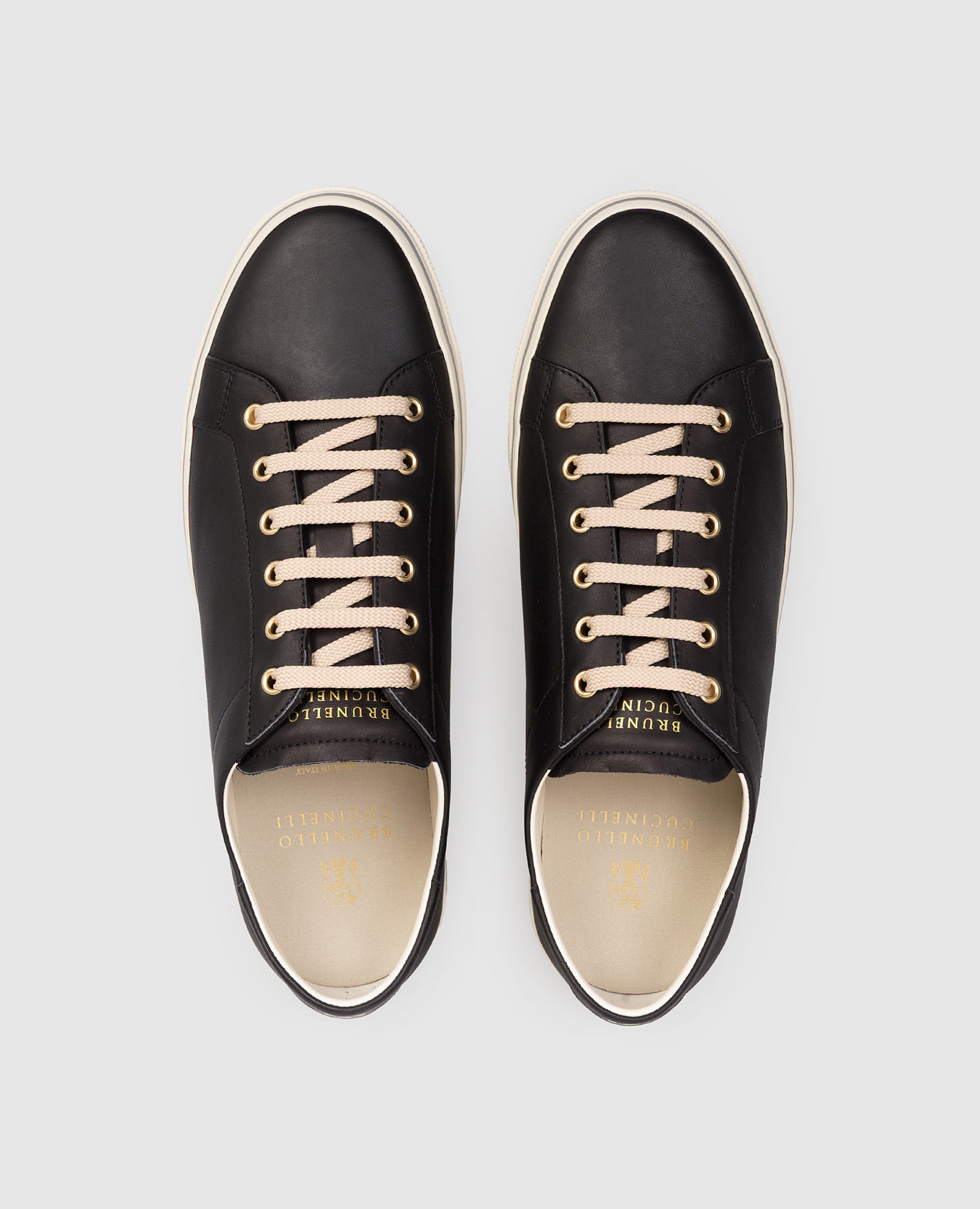 Black leather sneakers with logo Brunello Cucinelli 4