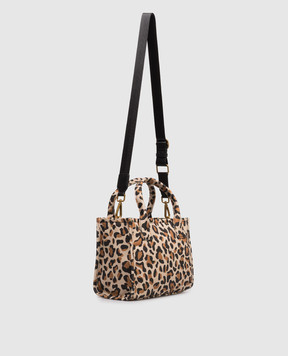 Twinset Beige leopard print tote bag 261TB7290