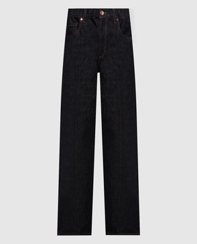 Brunello Cucinelli Dark blue jeans with a monil chain MP134P4108