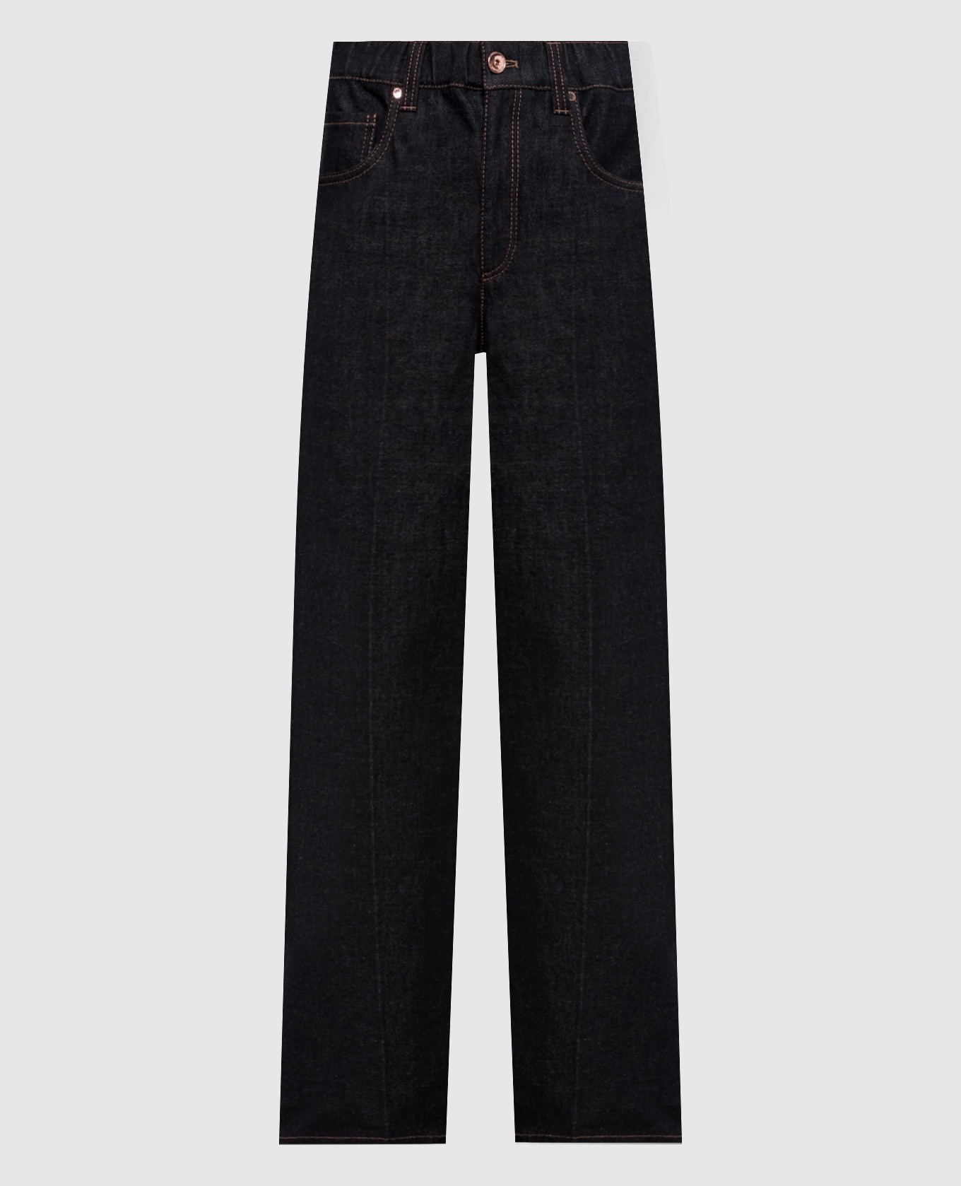 Dark blue jeans with a monil chain