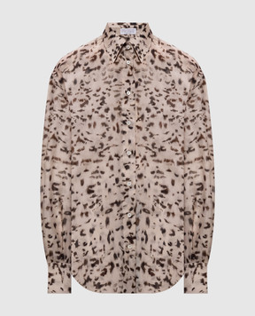 Brunello Cucinelli Beige leopard print silk blouse MP960M1Z06