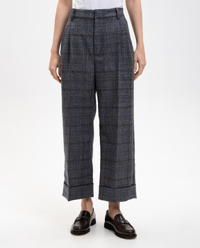 Brunello Cucinelli Gray wool checked pants MP522P9017