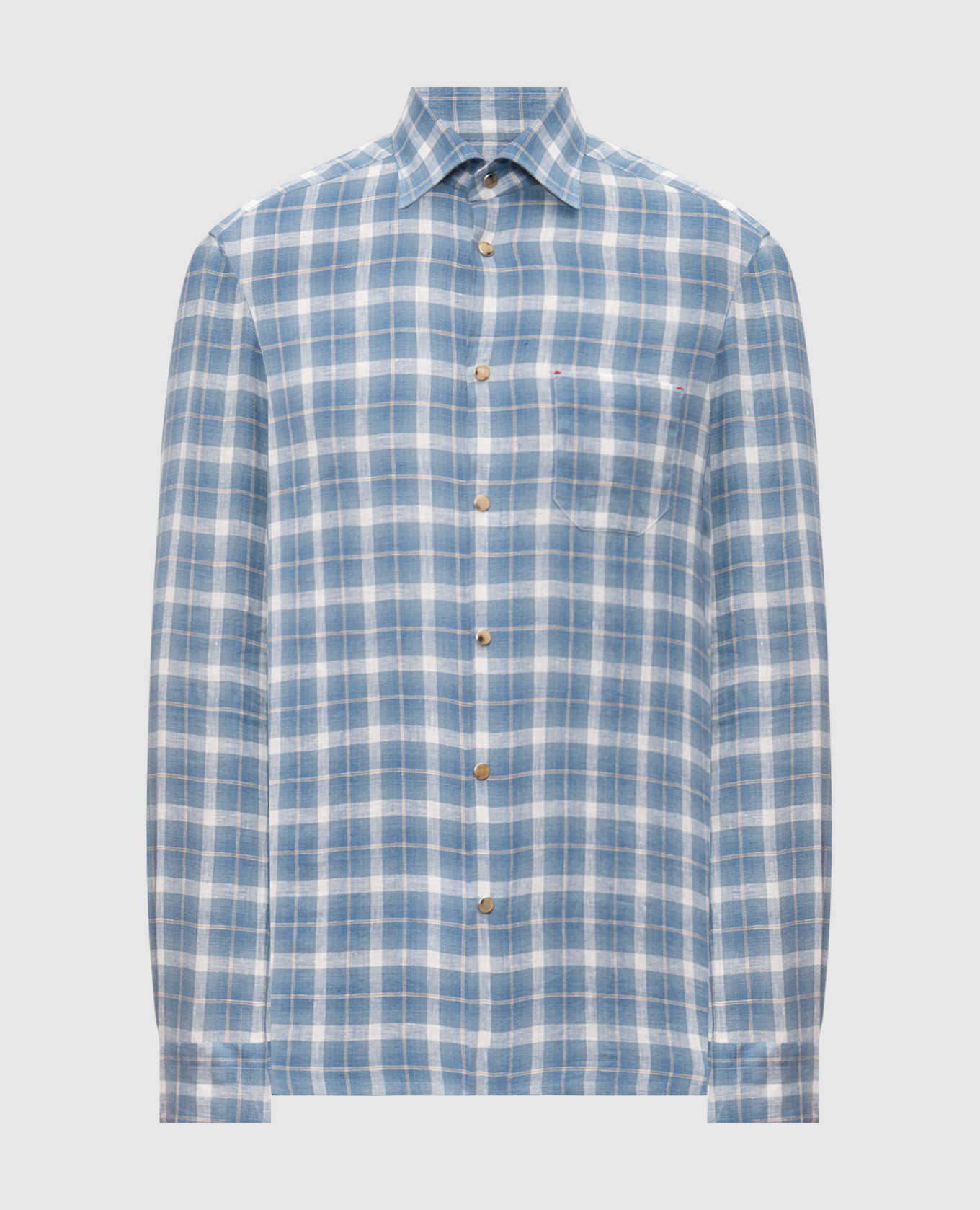 

Blue checked linen shirt Kiton, Light blue