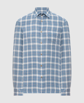 Kiton Blue checked linen shirt UMCNERHH09617