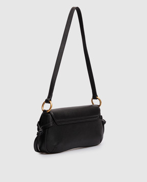Twinset Black leather baguette bag with logo embossing 262TB7171