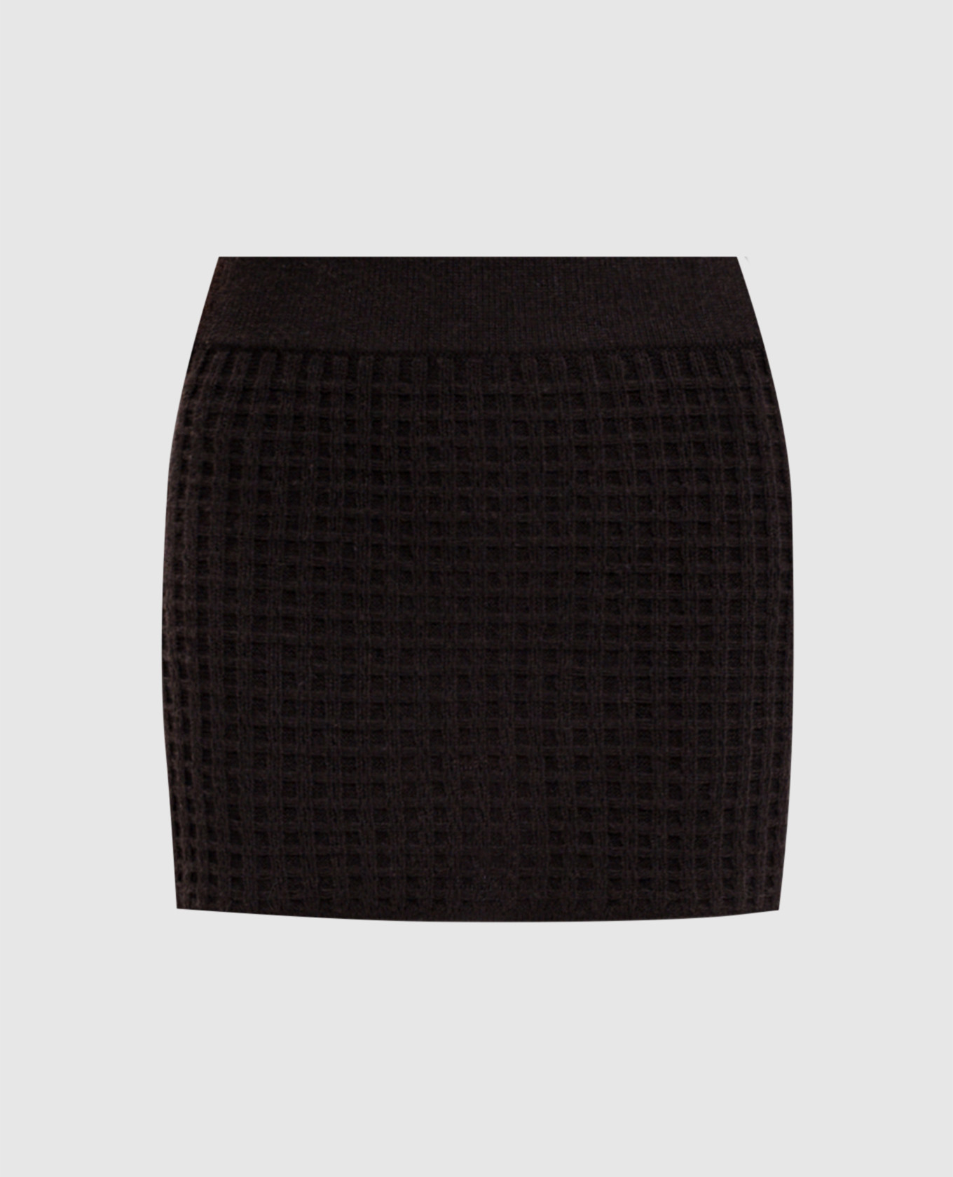 Brown mini skirt with textured pattern