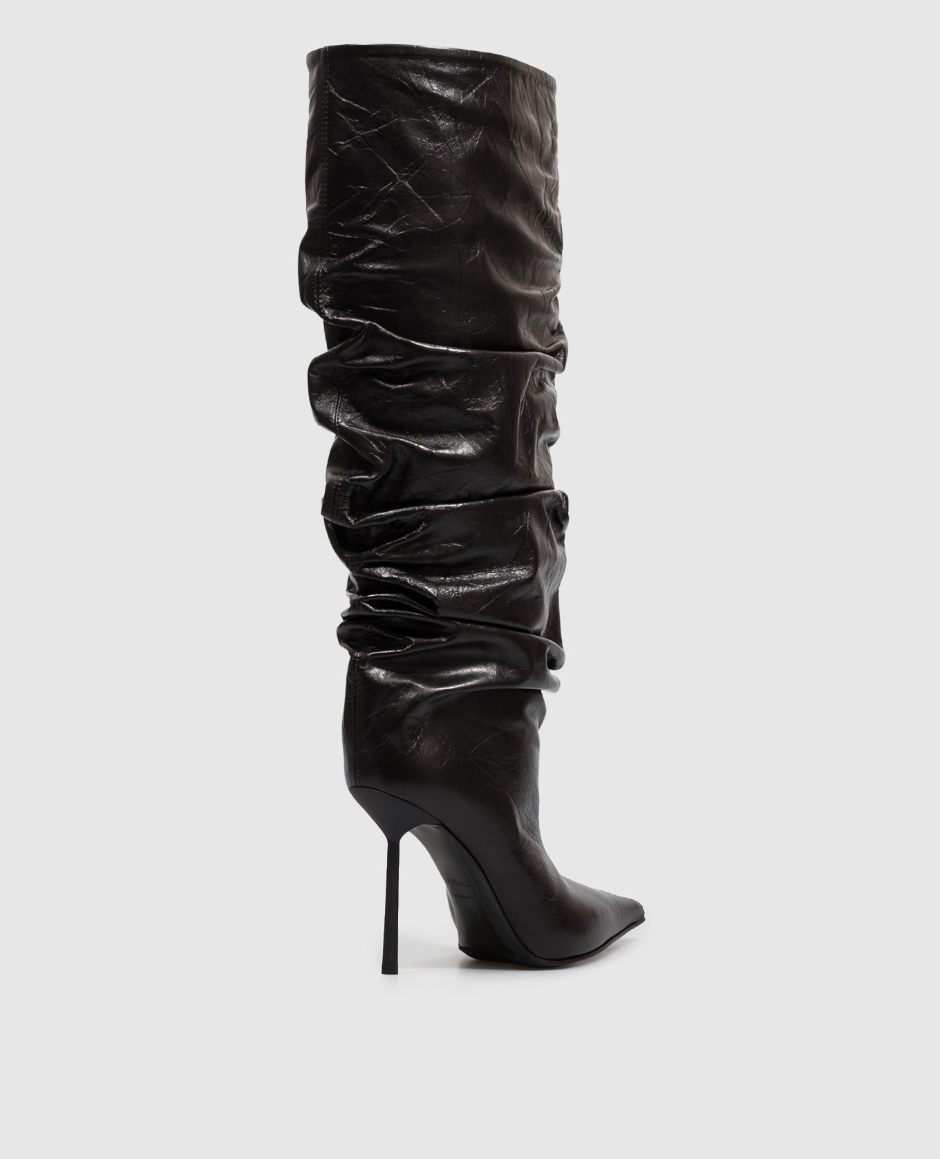 BELLA dark purple leather boots with drapery Le Silla 3