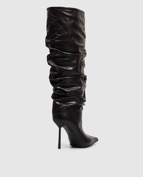 Le Silla BELLA dark purple leather boots with drapery 4196E090BXPPCRM