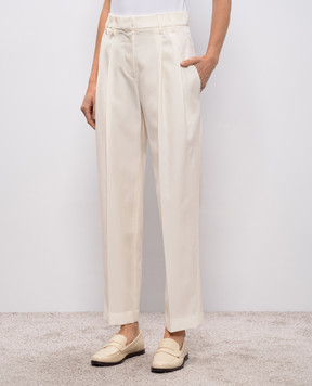 Brunello Cucinelli White wool pants with monil chain MA033P9045