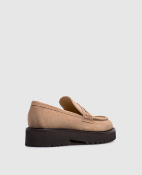 Doucal's Brown suede loafers with monil chain DD8741PHILUF252