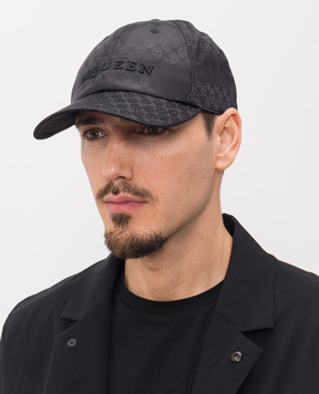 Alexander McQueen Black cap with textured logo 8386324419Q