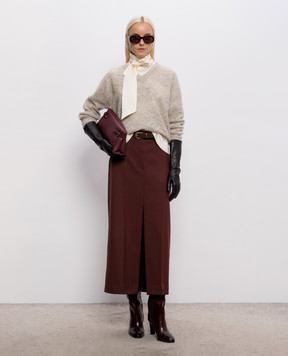 Brunello Cucinelli Burgundy wool midi skirt MG553G4074