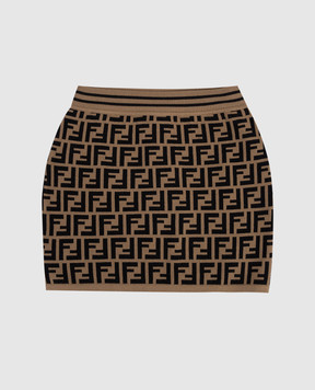 Fendi Children's brown skirt with FF branded pattern JFG070AEYD812+