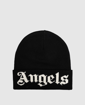 Palm Angels Black hat with logo pattern PAMLC003KN003m