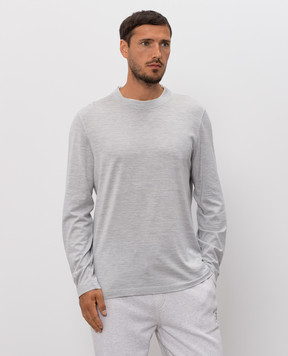 Brunello Cucinelli Grey melange longsleeve with silk MH8367433