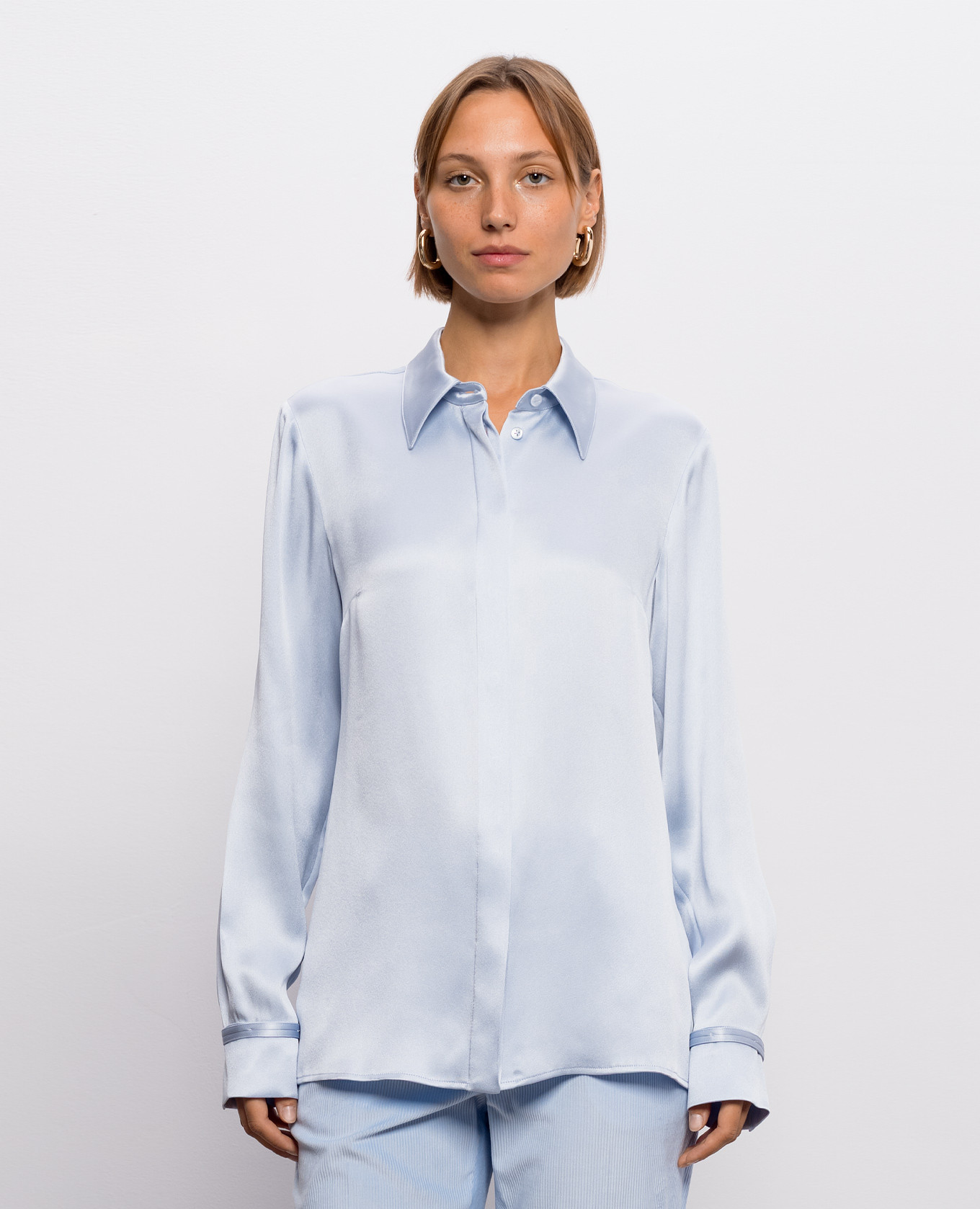 Cruz blue silk blouse Gabriela Hearst 3