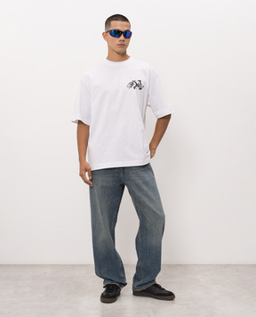 Off-White White Stroke T-shirt with embroidered logo 44MAA120F26J00J