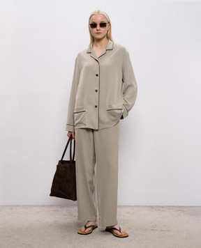 The Row Duvain Khaki Silk Pants 10776W4336