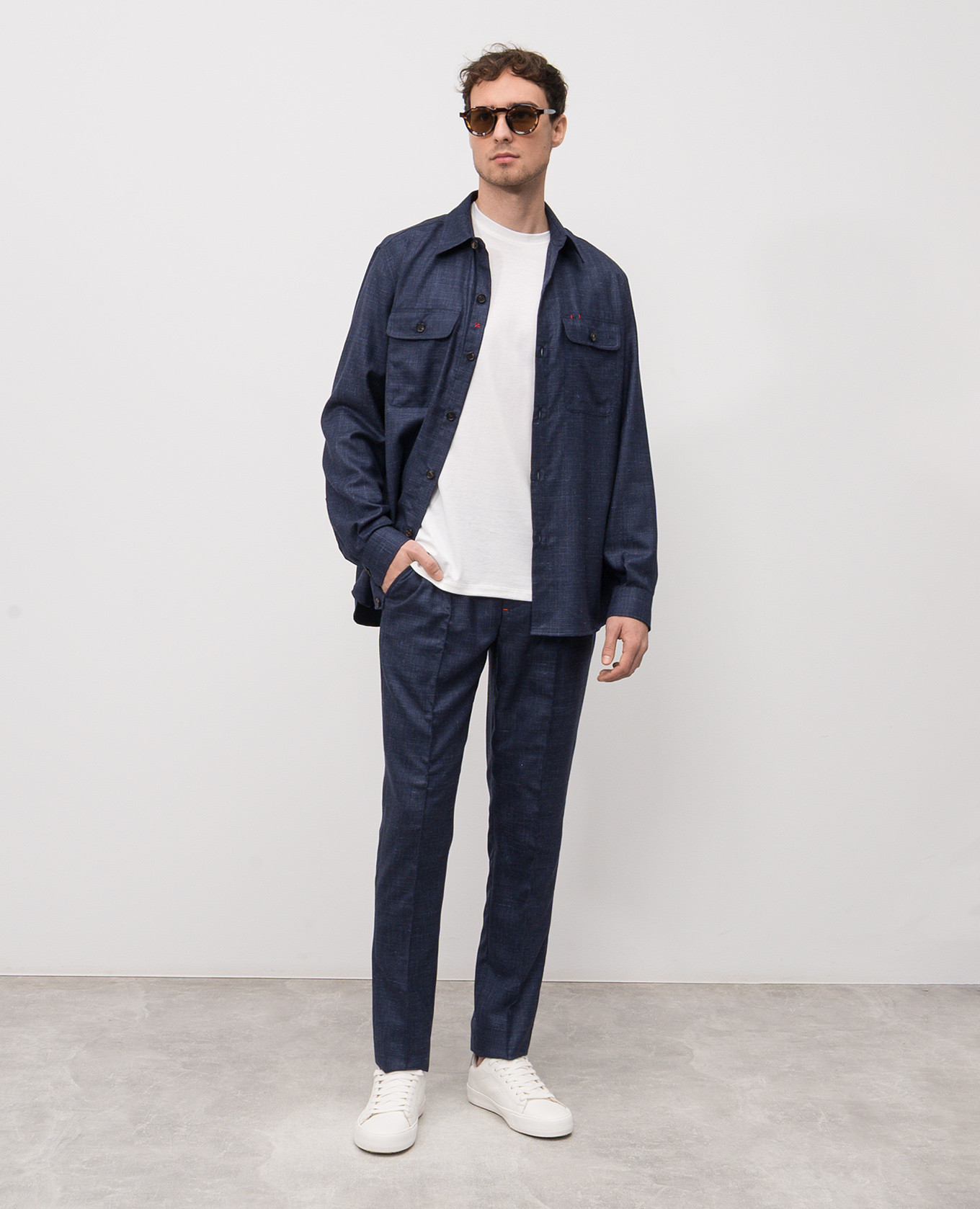Blue pants made of wool, cashmere, silk and linen ISAIA 2