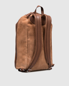 Brunello Cucinelli Brown suede backpack with logo patch MBDMBU433P