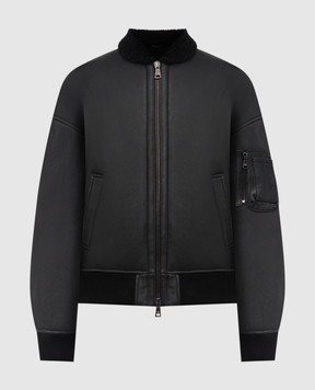 Cashmere&Whiskey Black cropped bomber style sheepskin coat DF896