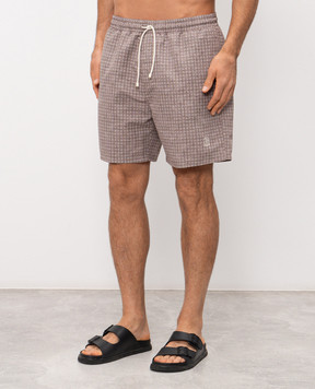 Brunello Cucinelli Brown printed swim shorts MR847043