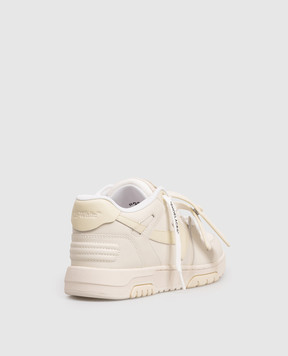 Off-White Out Of Office beige leather sneakers with Arrow logo OWIA259F25LEA0033117