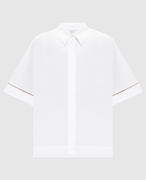 Peserico White short-sleeved shirt with monil chain S0695208928