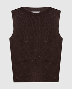 Peserico Brown top with wool and silk S98112F1209095