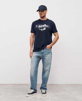 Iceberg Blue T-shirt with embroidered logo F0106325