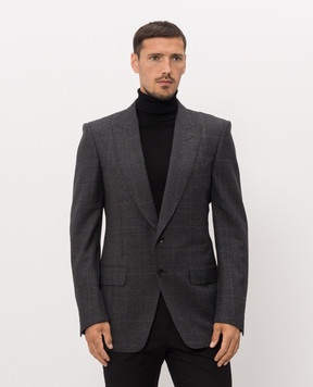Tom Ford Gray wool check jacket JLYP03W0154