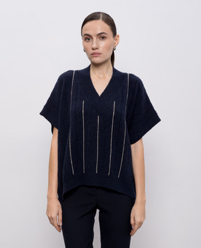 Peserico Blue vest made of wool, silk and cashmere S99024F059018V