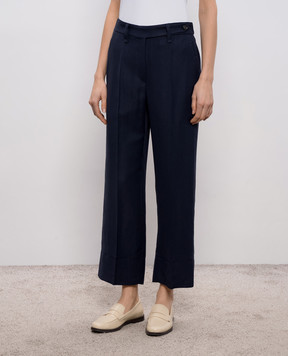 Brunello Cucinelli Navy blue linen pants MH126P9184