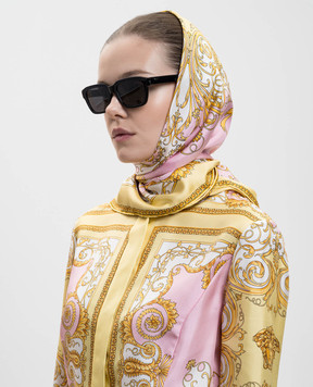 Versace Pink silk scarf with Baroque print 10016001A17059