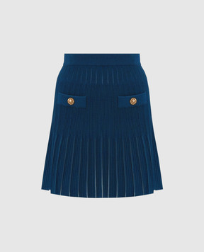 Balmain Blue skirt with woven stripe pattern HF1LBB53KK10