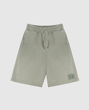 Dolce&Gabbana Children's green shorts with monogram patch L43Q96FUFKA46