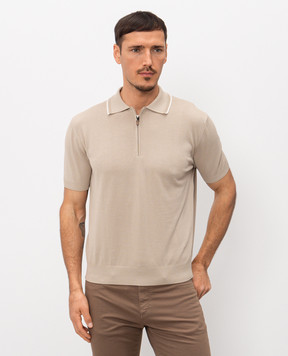 Canali Beige polo shirt with zipper MK02460C1165