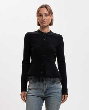 Alexander McQueen Black cardigan with lace A002ZTQ1BH7