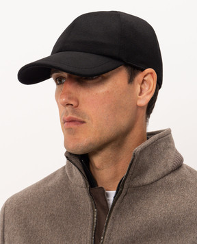Enrico Mandelli Black cashmere cap with mink fur CAP4184816