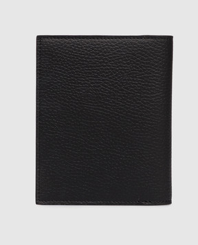 ISAIA Black leather passport cover with embossed logo ALHSS3LG067