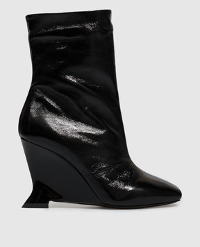 Balmain Black patent leather ankle boots HN0TE310LMSI