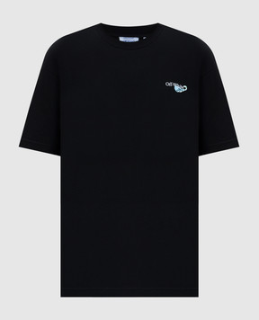 Off-White Black T-shirt with Soft Life print 2AA089S26JER005
