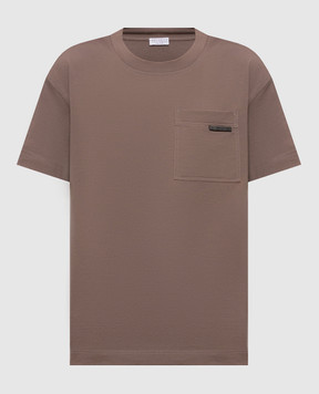 Brunello Cucinelli Brown T-shirt with monil chain M0T81EC710